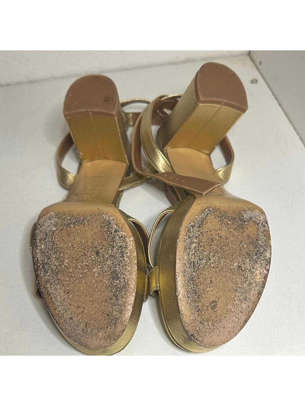 Margaux Metallic Gold Block-Heel Ankle-Strap Sandals - Picture 5 of 5